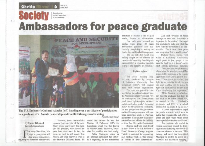 Peace Ambassadors Graduation Phase I.